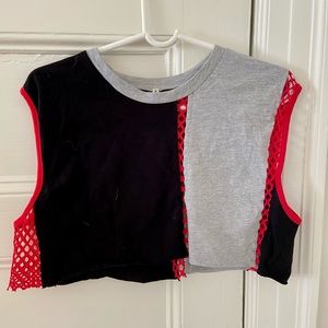 Cropped Mesh/Cotton Tank